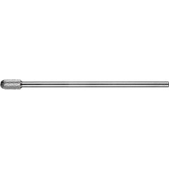 PFERD - SC-3L6, 3/8" Cut Diam, 1/4" Shank Diam, Carbide Double Cut Cylinder with Radius End Burr - Exact Tool & Supply