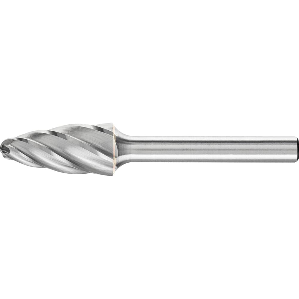 PFERD - SF-5, 1/2" Cut Diam, 1/4" Shank Diam, Carbide End Cut Aluma Cut Tree with Radius End Burr - Exact Tool & Supply