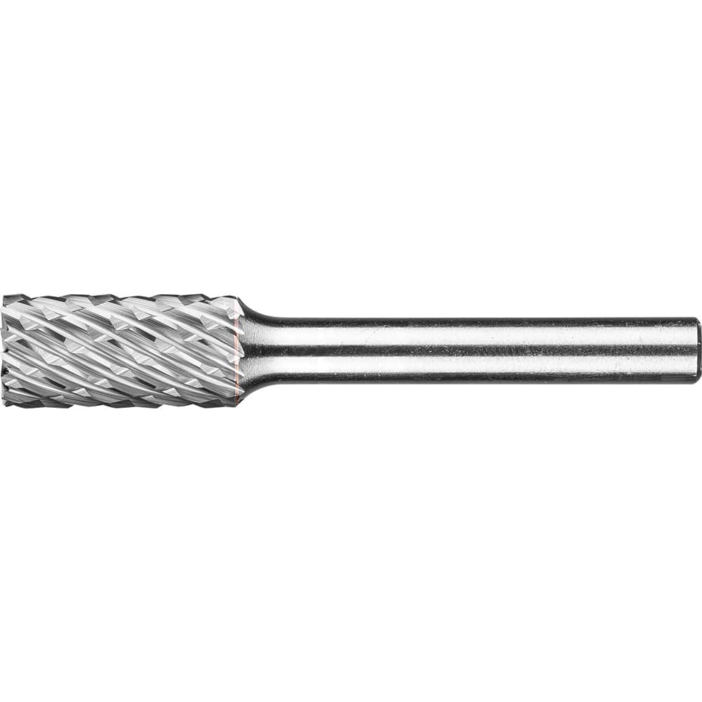 PFERD - SB-3, 3/8" Cut Diam, 1/4" Shank Diam, Carbide End Cut Diamond Cut Cylinder Burr - Exact Tool & Supply