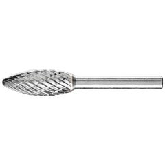 PFERD - SH-5, 1/2" Cut Diam, 1/4" Shank Diam, Carbide Diamond Pattern Flame Burr - Exact Tool & Supply