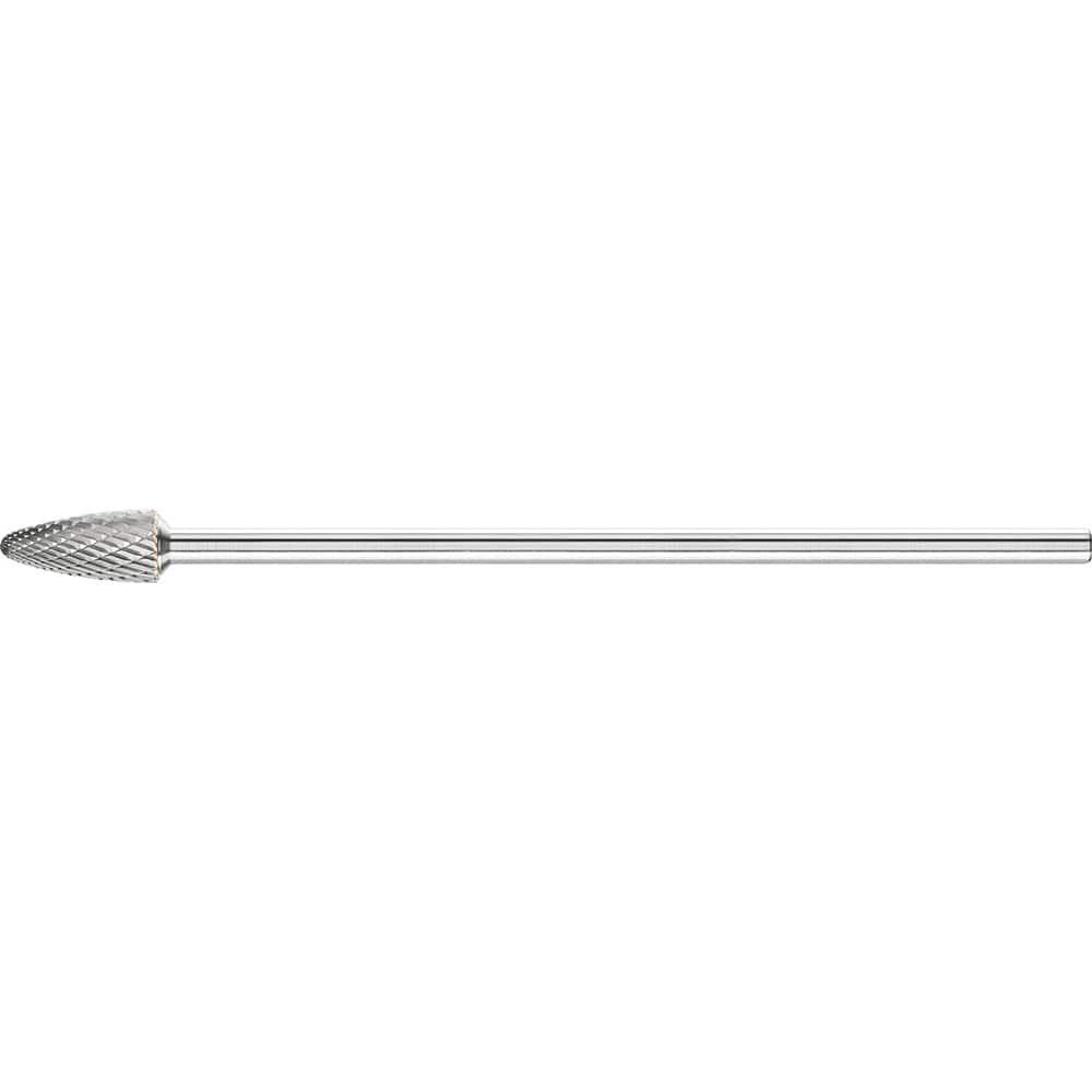 PFERD - SF-5L6, 1/2" Cut Diam, 1/4" Shank Diam, Carbide Double Cut Tree with Radius End Burr - Exact Tool & Supply