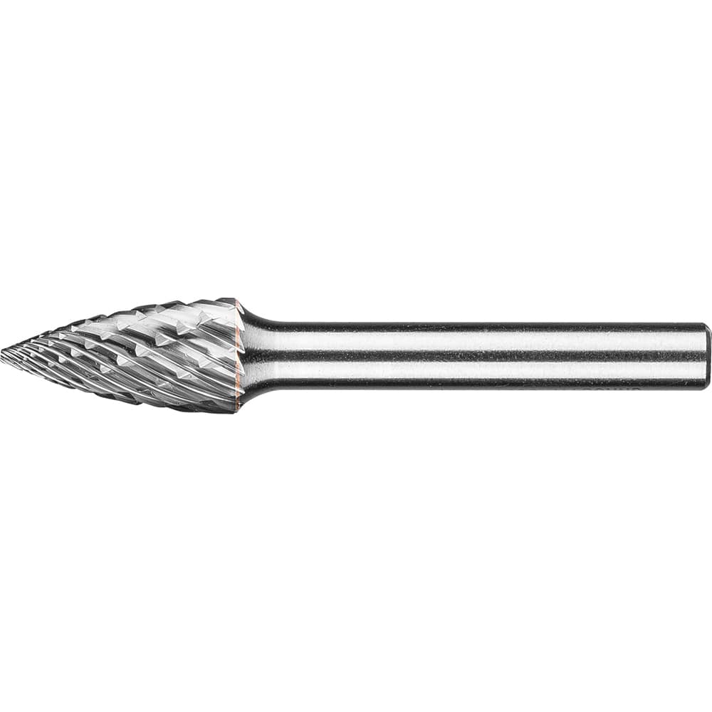 PFERD - SG-3, 3/8" Cut Diam, 1/4" Shank Diam, Carbide End Cut Tree with Pointed End Burr - Exact Tool & Supply