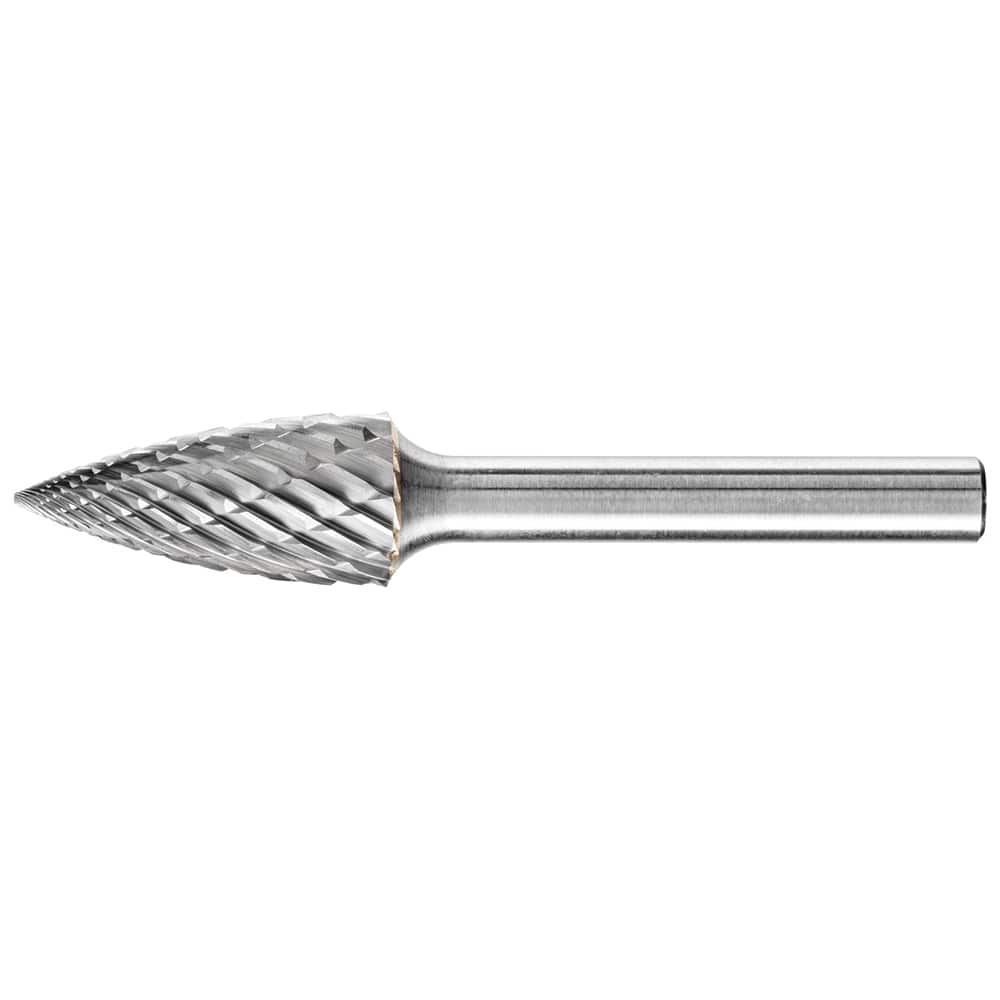 PFERD - SG-5, 1/2" Cut Diam, 1/4" Shank Diam, Carbide End Cut Tree with Pointed End Burr - Exact Tool & Supply