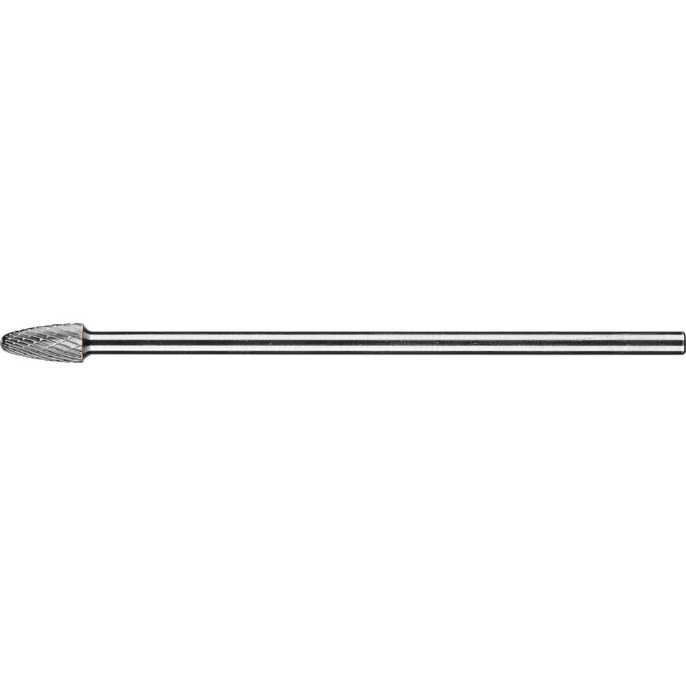 PFERD - SF-3L6, 3/8" Cut Diam, 1/4" Shank Diam, Carbide Double Cut Tree with Radius End Burr - Exact Tool & Supply