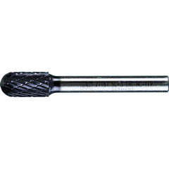 PFERD - SC-3, 3/8" Cut Diam, 1/4" Shank Diam, Carbide Double Cut Cylinder with Radius End Burr - Exact Tool & Supply