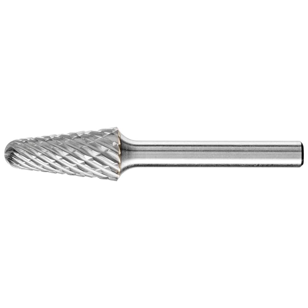 PFERD - SL-4, 1/2" Cut Diam, 1/4" Shank Diam, Carbide Diamond Pattern Tree with Radius End Burr - Exact Tool & Supply