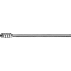 PFERD - SC-5L6, 1/2" Cut Diam, 1/4" Shank Diam, Carbide End Cut Diamond Pattern Cylinder with Radius End Burr - Exact Tool & Supply
