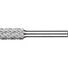 PFERD - SA-3, 3/8" Cut Diam, 1/4" Shank Diam, Carbide No End Cut Diamond Pattern Cylinder Burr - Exact Tool & Supply