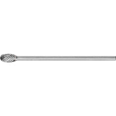 PFERD - SE-5L6, 1/2" Cut Diam, 1/4" Shank Diam, Carbide Diamond Cut Oval Burr - Exact Tool & Supply