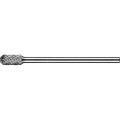 PFERD - SC-3L6, 3/8" Cut Diam, 1/4" Shank Diam, Carbide End Cut Diamond Pattern Cylinder with Radius End Burr - Exact Tool & Supply