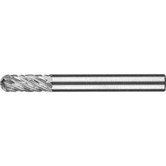PFERD - SC-1, 1/4" Cut Diam, 1/4" Shank Diam, Carbide End Cut Diamond Pattern Cylinder with Radius End Burr - Exact Tool & Supply