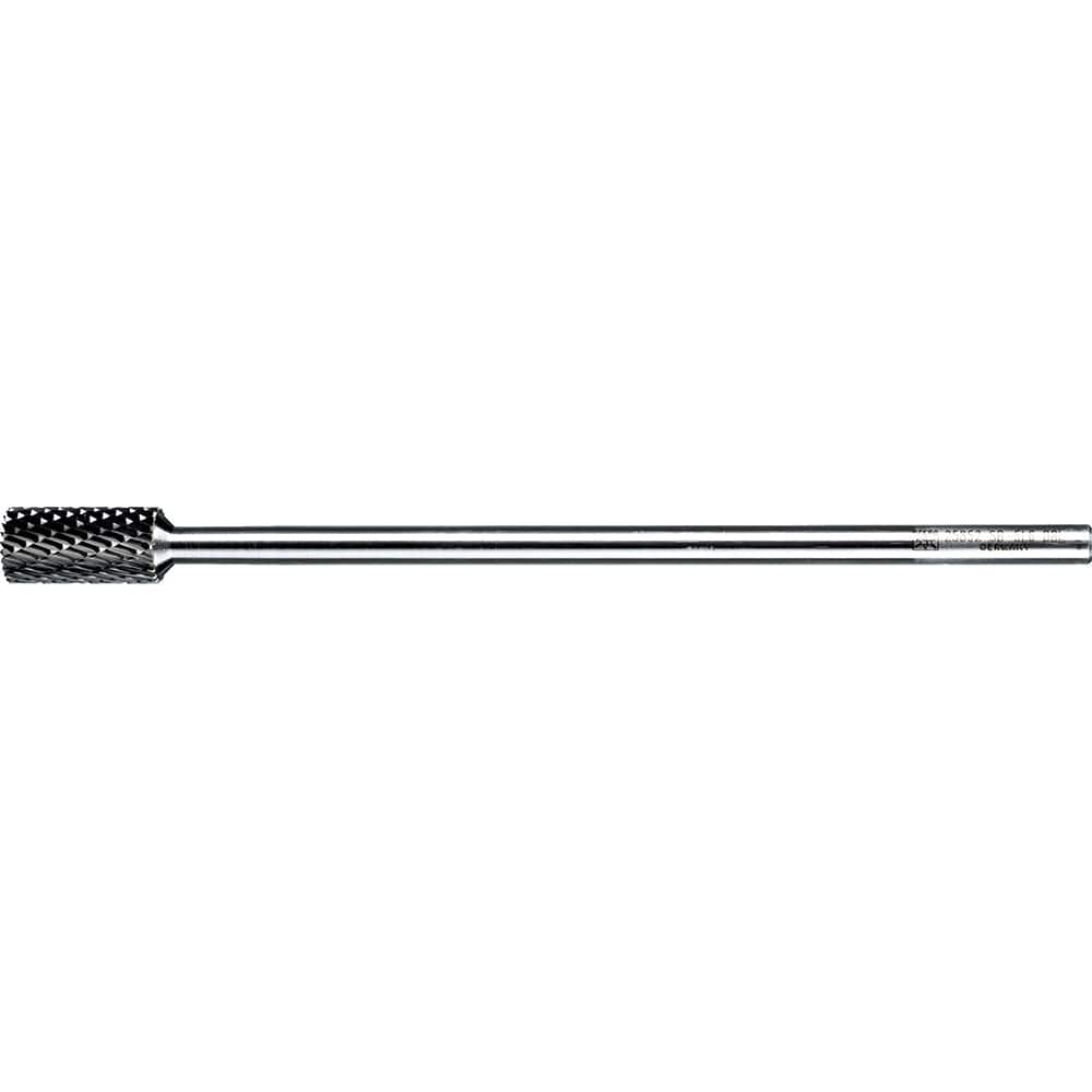 PFERD - SB-5L6, 1/2" Cut Diam, 1/4" Shank Diam, Carbide Double Cut Cylinder with End Cut Burr - Exact Tool & Supply