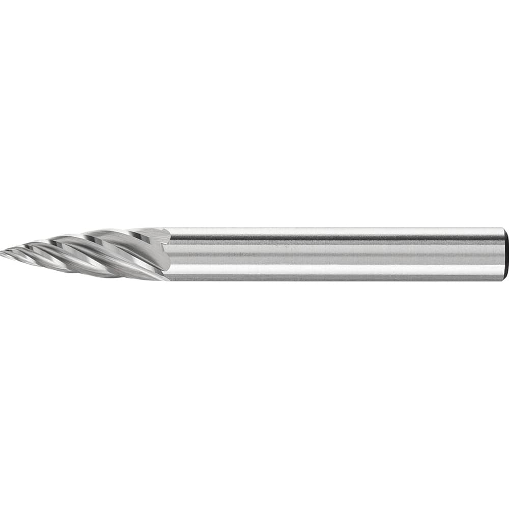 PFERD - SG-1, 1/4" Cut Diam, 1/4" Shank Diam, Carbide Inox Cut Tree with Pointed End Burr - Exact Tool & Supply