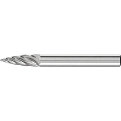 PFERD - SG-1, 1/4" Cut Diam, 1/4" Shank Diam, Carbide Inox Cut Tree with Pointed End Burr - Exact Tool & Supply