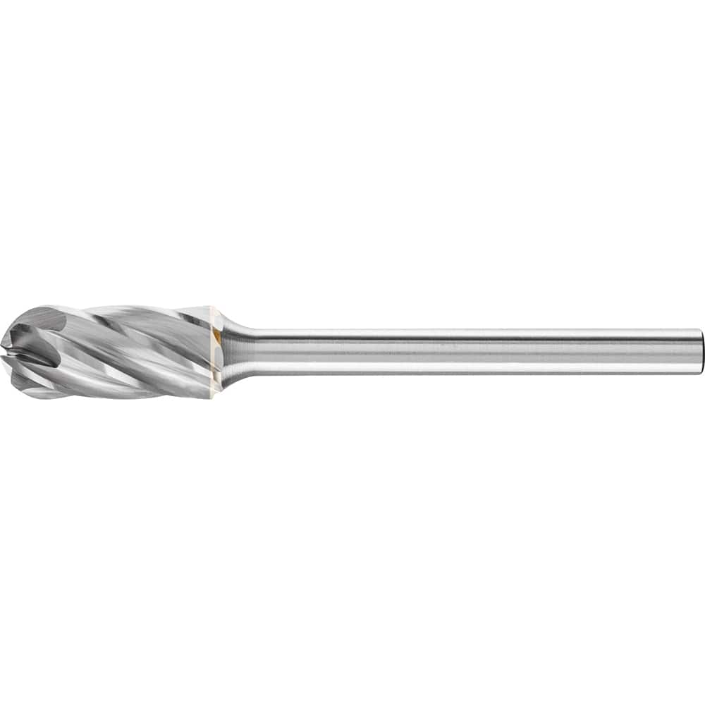 PFERD - SC-51, 1/4" Cut Diam, 1/8" Shank Diam, Carbide End Cut Aluma Cut Cylinder with Radius End Burr - Exact Tool & Supply