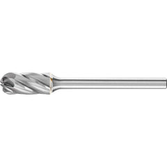 PFERD - SC-51, 1/4" Cut Diam, 1/8" Shank Diam, Carbide End Cut Aluma Cut Cylinder with Radius End Burr - Exact Tool & Supply
