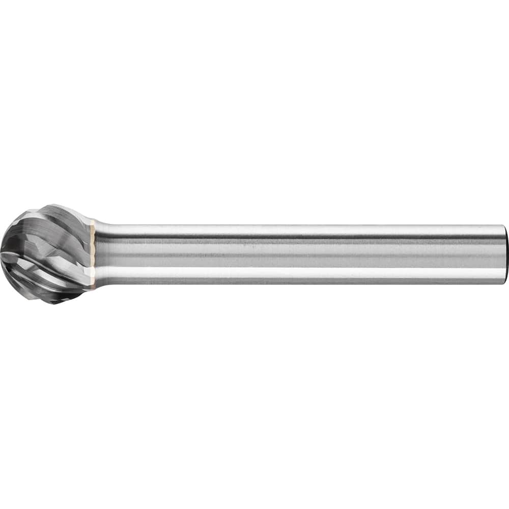 PFERD - SD-3, 3/8" Cut Diam, 1/4" Shank Diam, Carbide Diamond Cut Ball Burr - Exact Tool & Supply