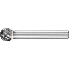 PFERD - SD-3, 3/8" Cut Diam, 1/4" Shank Diam, Carbide Diamond Cut Ball Burr - Exact Tool & Supply