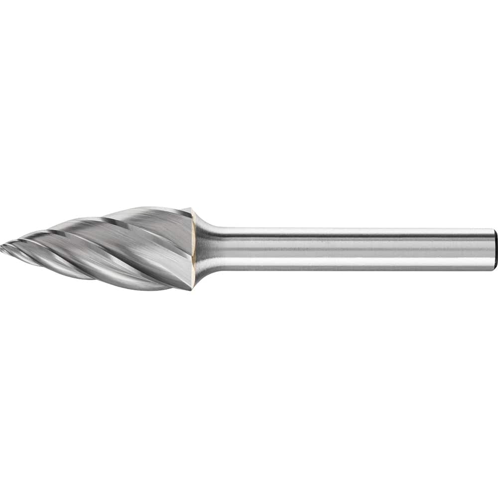 PFERD - SG-5, 1/2" Cut Diam, 1/4" Shank Diam, Carbide End Cut Aluma Cut Tree with Pointed End Burr - Exact Tool & Supply