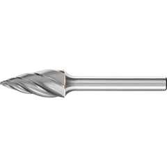 PFERD - SG-5, 1/2" Cut Diam, 1/4" Shank Diam, Carbide End Cut Aluma Cut Tree with Pointed End Burr - Exact Tool & Supply