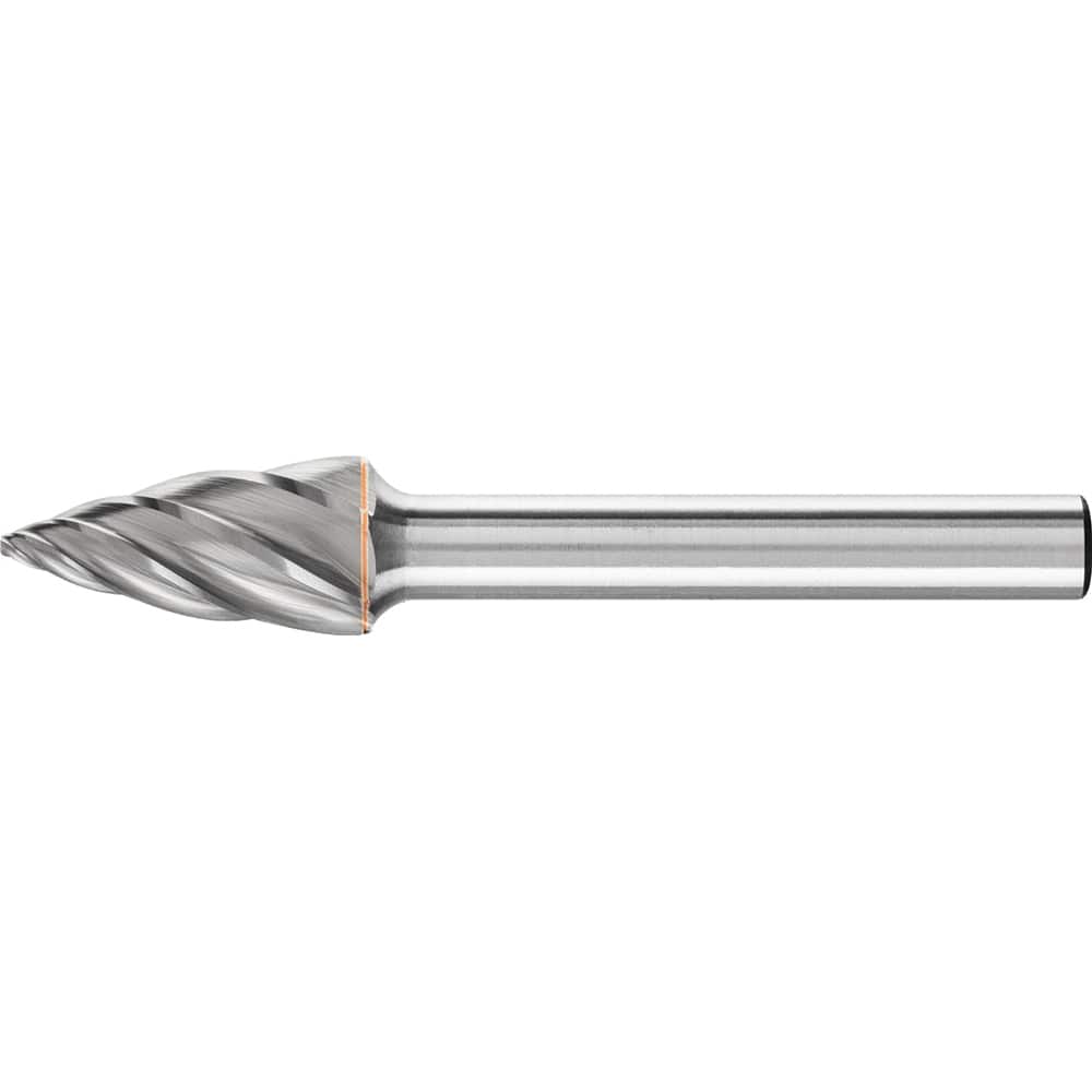 PFERD - SG-3, 3/8" Cut Diam, 1/4" Shank Diam, Carbide End Cut Aluma Cut Tree with Pointed End Burr - Exact Tool & Supply