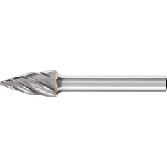 PFERD - SG-3, 3/8" Cut Diam, 1/4" Shank Diam, Carbide End Cut Aluma Cut Tree with Pointed End Burr - Exact Tool & Supply