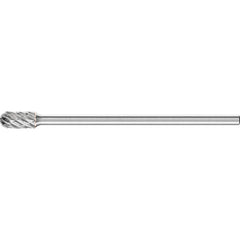 PFERD - SC-3L6, 3/8" Cut Diam, 1/4" Shank Diam, Carbide Steel Cut Diamond Pattern Cylinder with Radius End Burr - Exact Tool & Supply