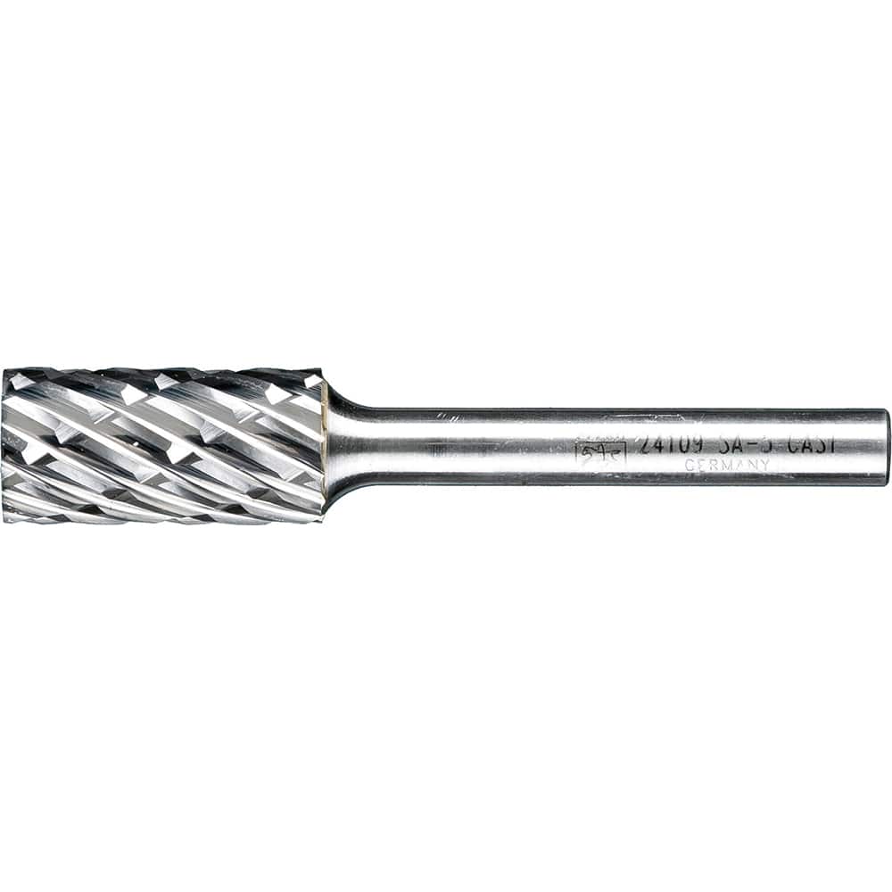 PFERD - SA-5, 1/2" Cut Diam, 1/4" Shank Diam, Carbide No End Cut Diamond Pattern Cylinder Burr - Exact Tool & Supply