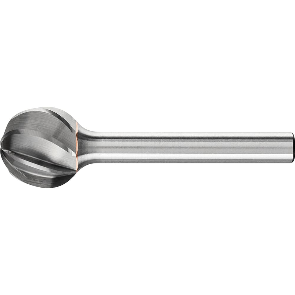 PFERD - SD-6, 5/8" Cut Diam, 1/4" Shank Diam, Carbide Aluma Cut Ball Burr - Exact Tool & Supply