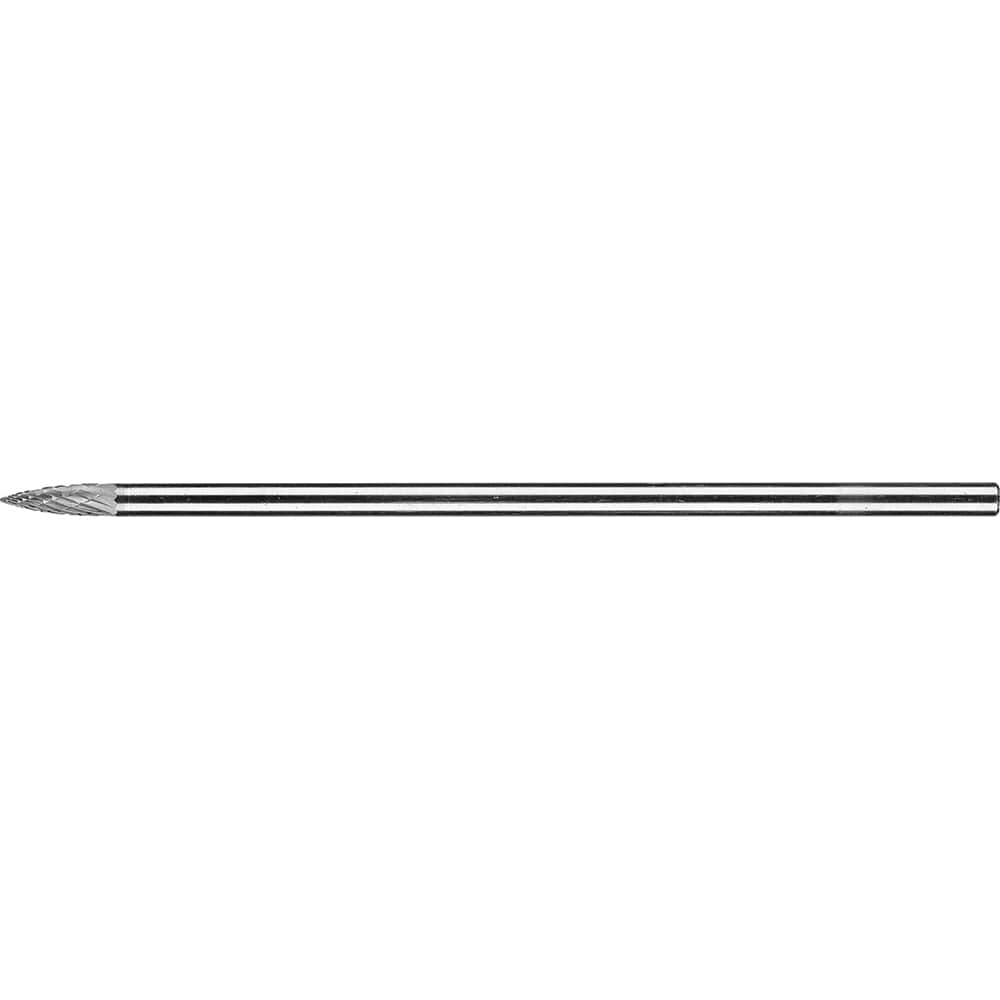 PFERD - SG-1L6, 1/4" Cut Diam, 1/4" Shank Diam, Carbide Double Cut Tree with Pointed End Burr - Exact Tool & Supply