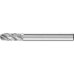 PFERD - SC-1, 1/4" Cut Diam, 1/4" Shank Diam, Carbide End Cut Cylinder with Radius End Burr - Exact Tool & Supply
