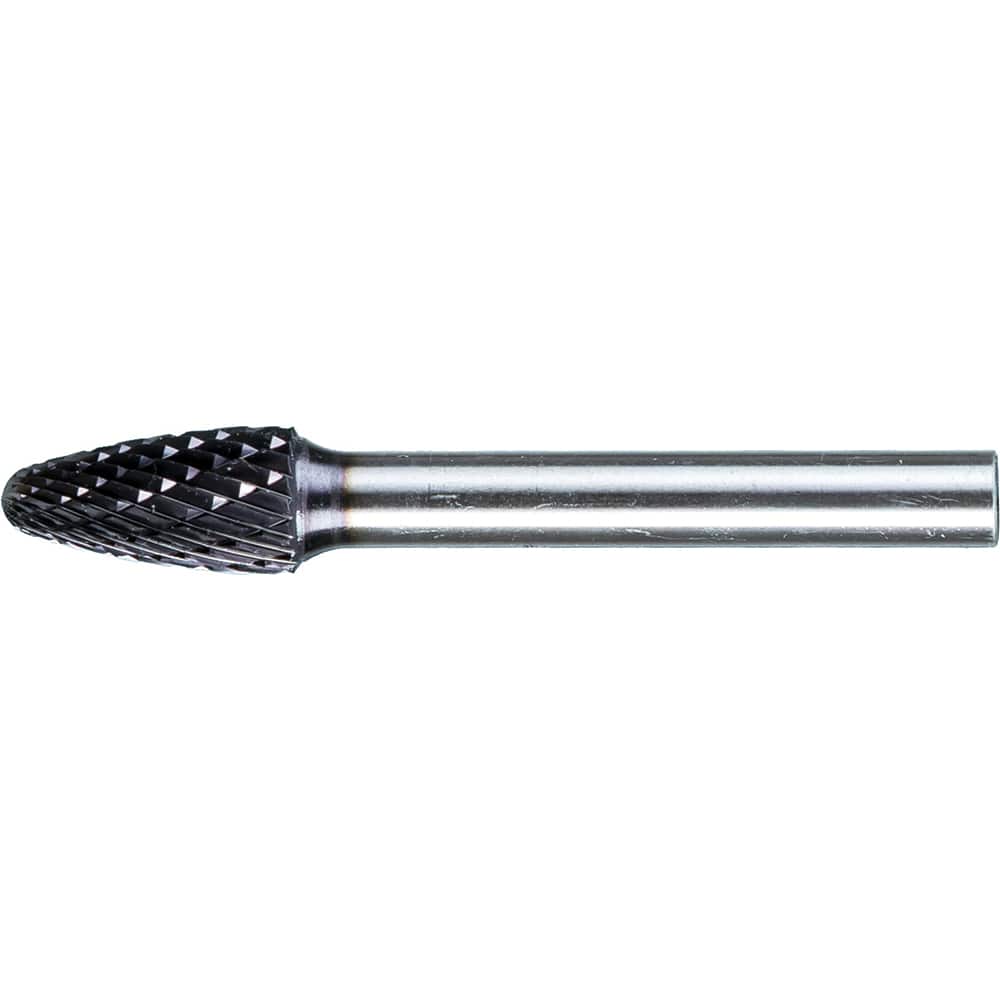 PFERD - SF-3, 3/8" Cut Diam, 1/4" Shank Diam, Carbide Double Cut Tree with Radius End Burr - Exact Tool & Supply