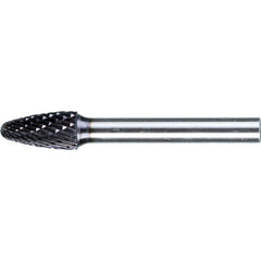 PFERD - SF-3, 3/8" Cut Diam, 1/4" Shank Diam, Carbide Double Cut Tree with Radius End Burr - Exact Tool & Supply