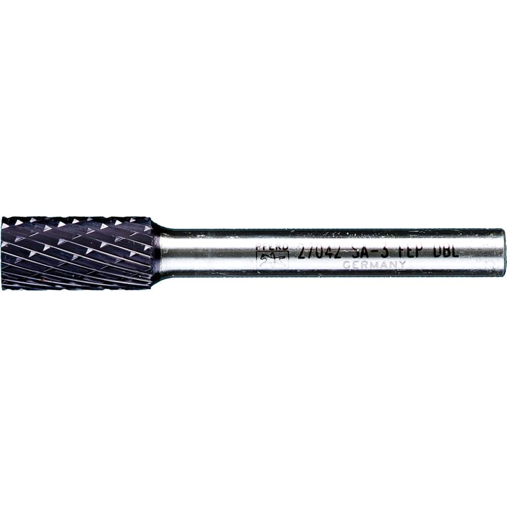 PFERD - SA-3, 3/8" Cut Diam, 1/4" Shank Diam, Carbide Double Cut Cylinder Burr - Exact Tool & Supply