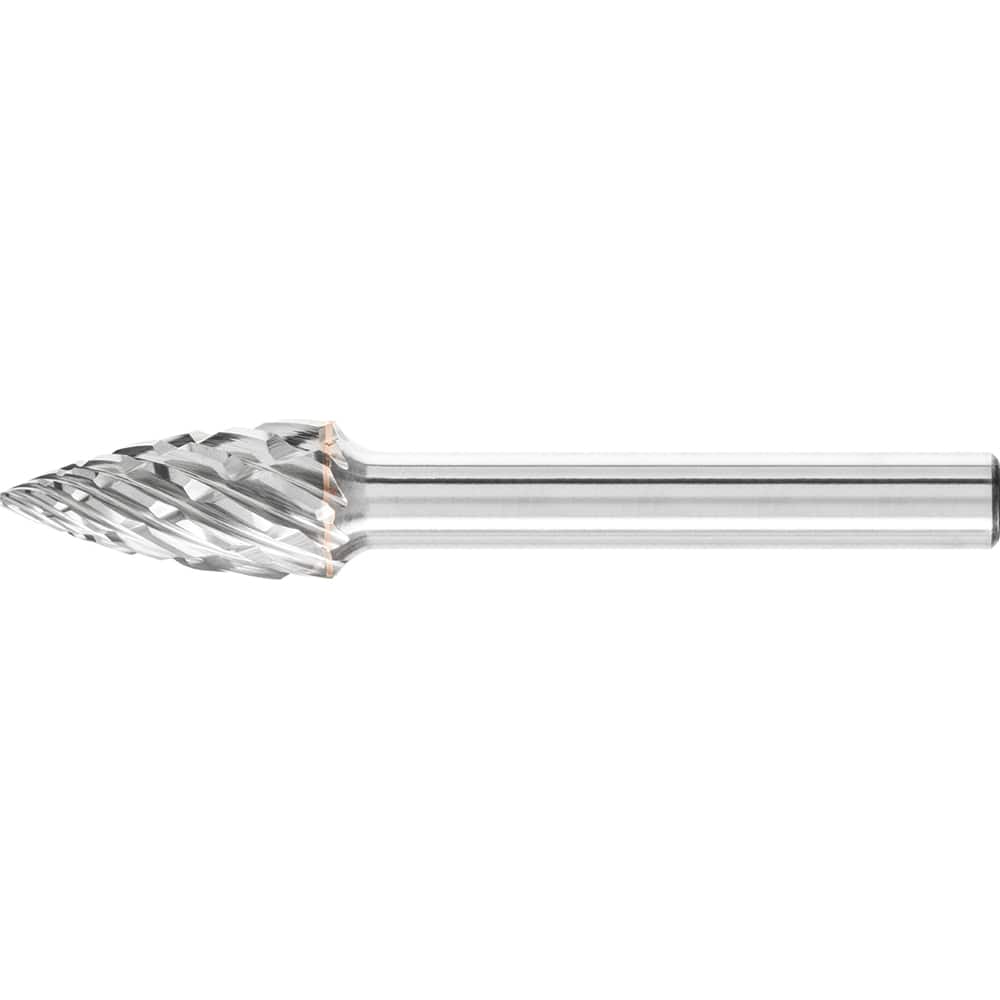 PFERD - SG-3, 3/8" Cut Diam, 1/4" Shank Diam, Carbide End Cut Tree with Pointed End Burr - Exact Tool & Supply