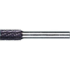 PFERD - SB-3, 3/8" Cut Diam, 1/4" Shank Diam, Carbide Double Cut Cylinder with End Cut Burr - Exact Tool & Supply