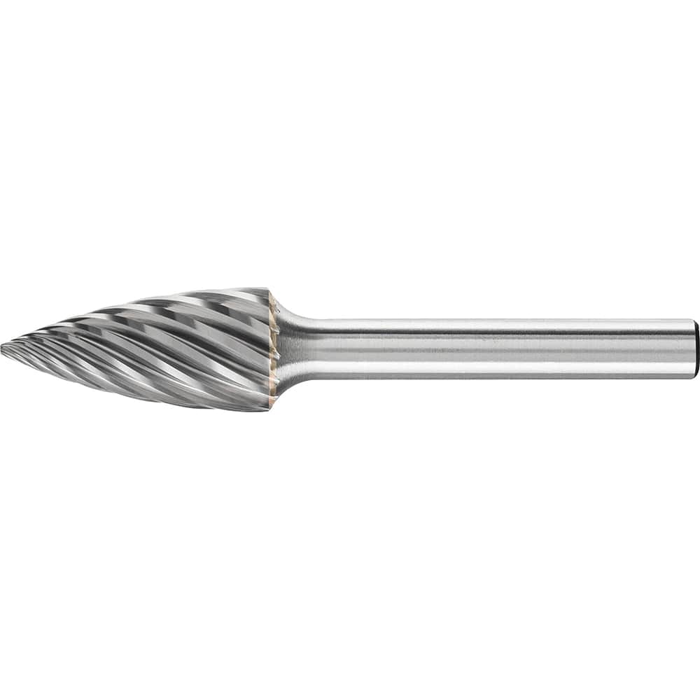 PFERD - SG-5, 1/2" Cut Diam, 1/4" Shank Diam, Carbide Inox Cut Tree with Pointed End Burr - Exact Tool & Supply
