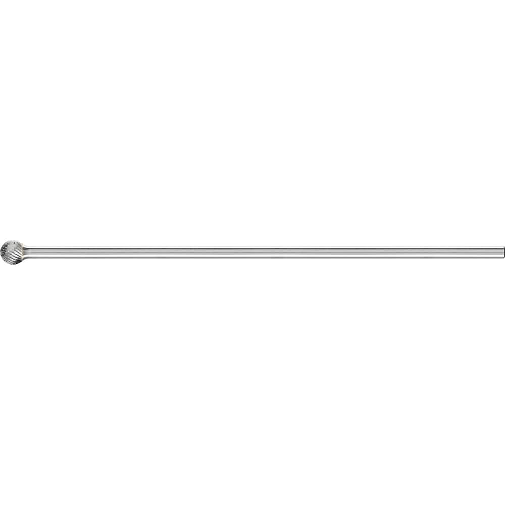 PFERD - SD-5L6, 1/2" Cut Diam, 1/4" Shank Diam, Carbide Double Cut Ball Burr - Exact Tool & Supply
