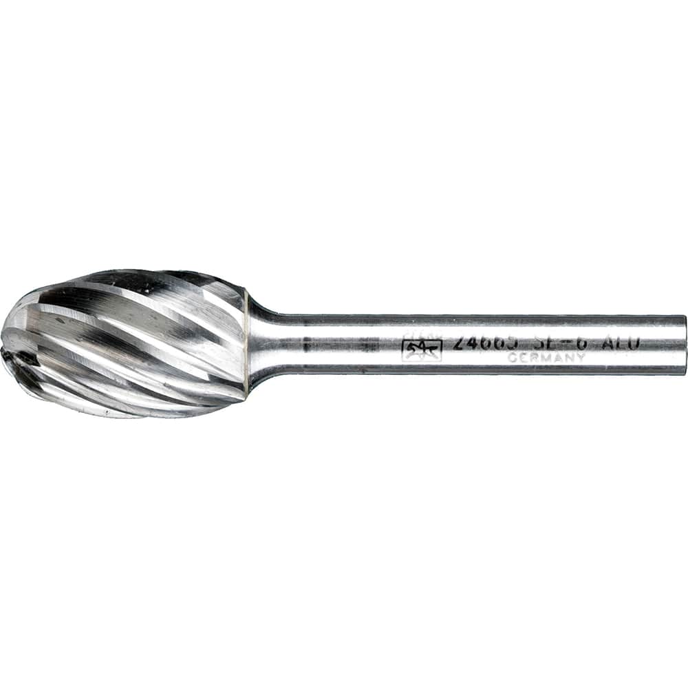 PFERD - SF-6, 5/8" Cut Diam, 1/4" Shank Diam, Carbide Aluma Cut Oval Burr - Exact Tool & Supply