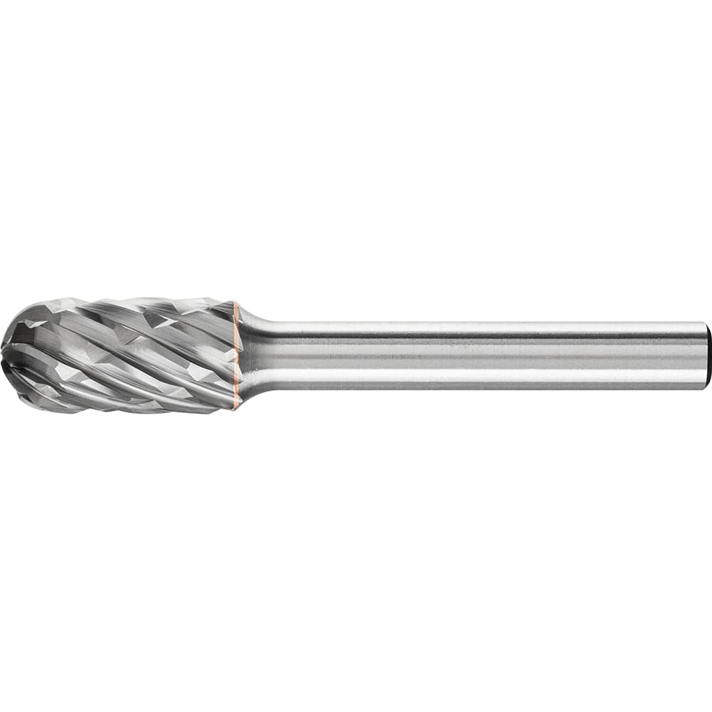 PFERD - SC-3, 3/8" Cut Diam, 1/4" Shank Diam, Carbide End Cut Diamond Cut Cylinder with Radius End Burr - Exact Tool & Supply
