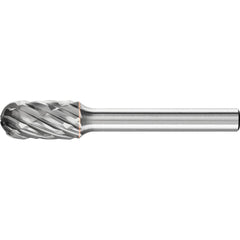 PFERD - SC-3, 3/8" Cut Diam, 1/4" Shank Diam, Carbide End Cut Diamond Cut Cylinder with Radius End Burr - Exact Tool & Supply