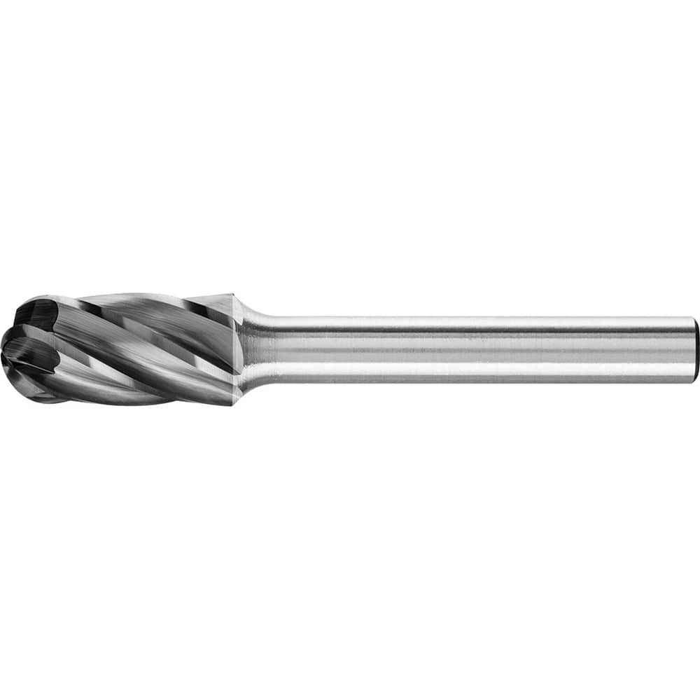PFERD - SC-3, 3/8" Cut Diam, 1/4" Shank Diam, Carbide Aluma Cut End Cut Cylinder with Radius End Burr - Exact Tool & Supply