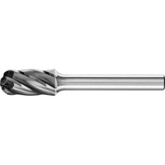 PFERD - SC-3, 3/8" Cut Diam, 1/4" Shank Diam, Carbide Aluma Cut End Cut Cylinder with Radius End Burr - Exact Tool & Supply