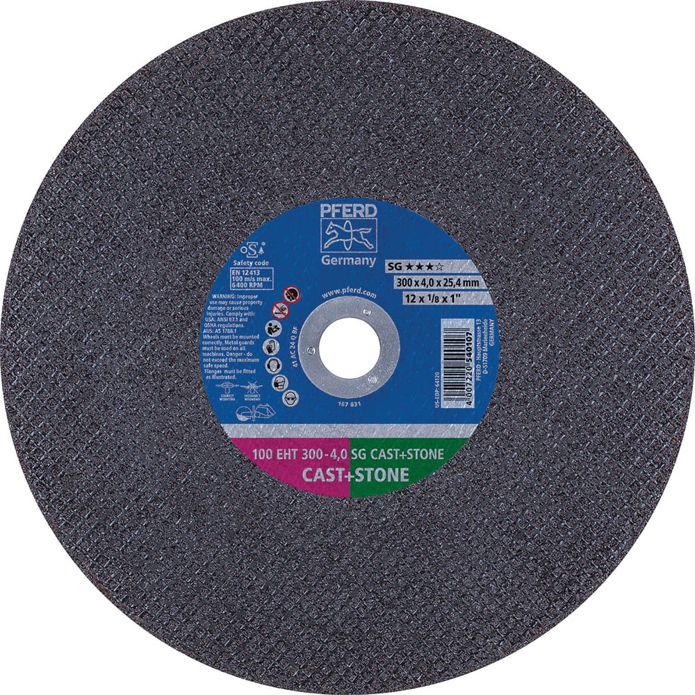 PFERD - Cutoff Wheels; Tool Compatibility: Angle Grinder ; Wheel Diameter (Inch): 12 ; Wheel Thickness (Inch): 1/8 ; Abrasive Material: Aluminum Oxide/Silicon Carbide ; Maximum RPM: 6400.000 ; Grit: 24 - Exact Tool & Supply