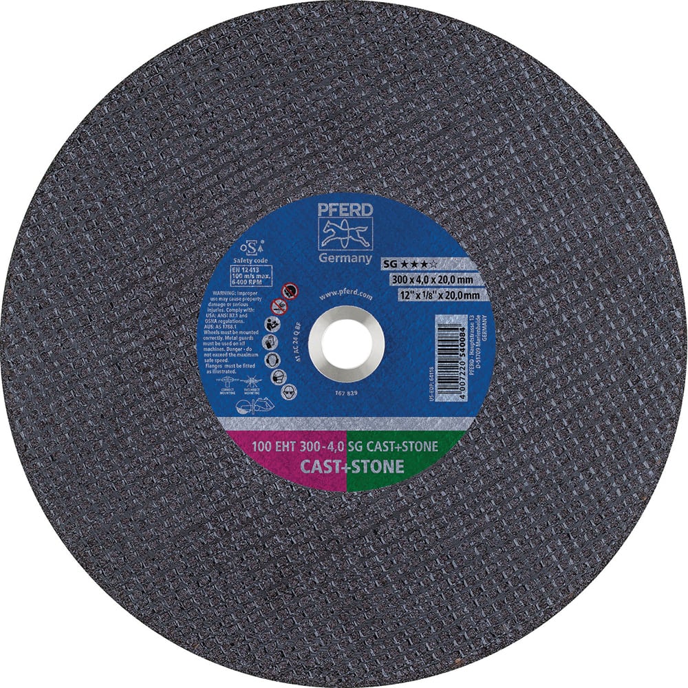 PFERD - Cutoff Wheels; Tool Compatibility: Angle Grinder ; Wheel Diameter (Inch): 12 ; Wheel Thickness (Inch): 1/8 ; Abrasive Material: Aluminum Oxide/Silicon Carbide ; Maximum RPM: 6400.000 ; Grit: 24 - Exact Tool & Supply
