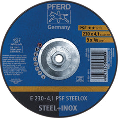 PFERD - Depressed-Center Wheels; Hole Thread Size: 5/8-11 ; Connector Type: Arbor ; Wheel Type Number: Type 27 ; Abrasive Material: Aluminum Oxide ; Maximum RPM: 6600.000 ; Bond Type: Resinoid - Exact Tool & Supply