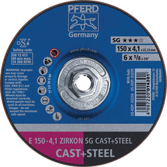 PFERD - Depressed-Center Wheels; Hole Thread Size: 5/8-11 ; Connector Type: Arbor ; Wheel Type Number: Type 27 ; Abrasive Material: Aluminum-Oxide; Zirconia Alumina ; Maximum RPM: 10200.000 ; Grit: 30 - Exact Tool & Supply