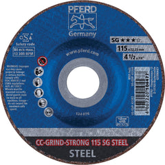 PFERD - Depressed-Center Wheels; Hole Size (Inch): 7/8 ; Connector Type: Arbor ; Wheel Type Number: Type 1 ; Abrasive Material: Steel ; Maximum RPM: 13300.000 ; Bond Type: Resinoid - Exact Tool & Supply