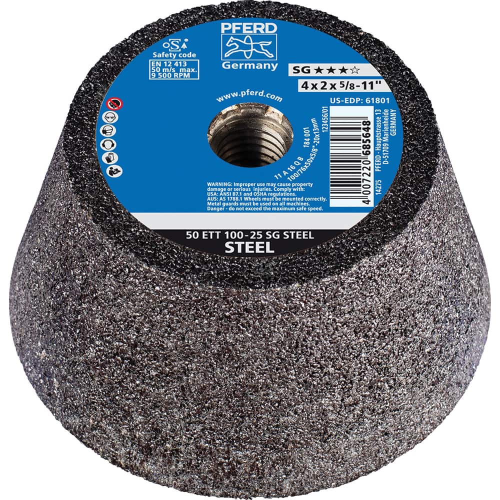 PFERD - Depressed-Center Wheels; Hole Thread Size: 5/8-11 ; Connector Type: Arbor ; Wheel Type Number: Type 11 ; Abrasive Material: Aluminum Oxide ; Maximum RPM: 9360.000 ; Bond Type: Resinoid - Exact Tool & Supply