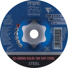 PFERD - Depressed-Center Wheels; Hole Size (Inch): 7/8 ; Connector Type: Arbor ; Wheel Type Number: Type 1 ; Abrasive Material: Steel ; Maximum RPM: 8500.000 ; Tool Compatibility: Angle Grinders - Exact Tool & Supply